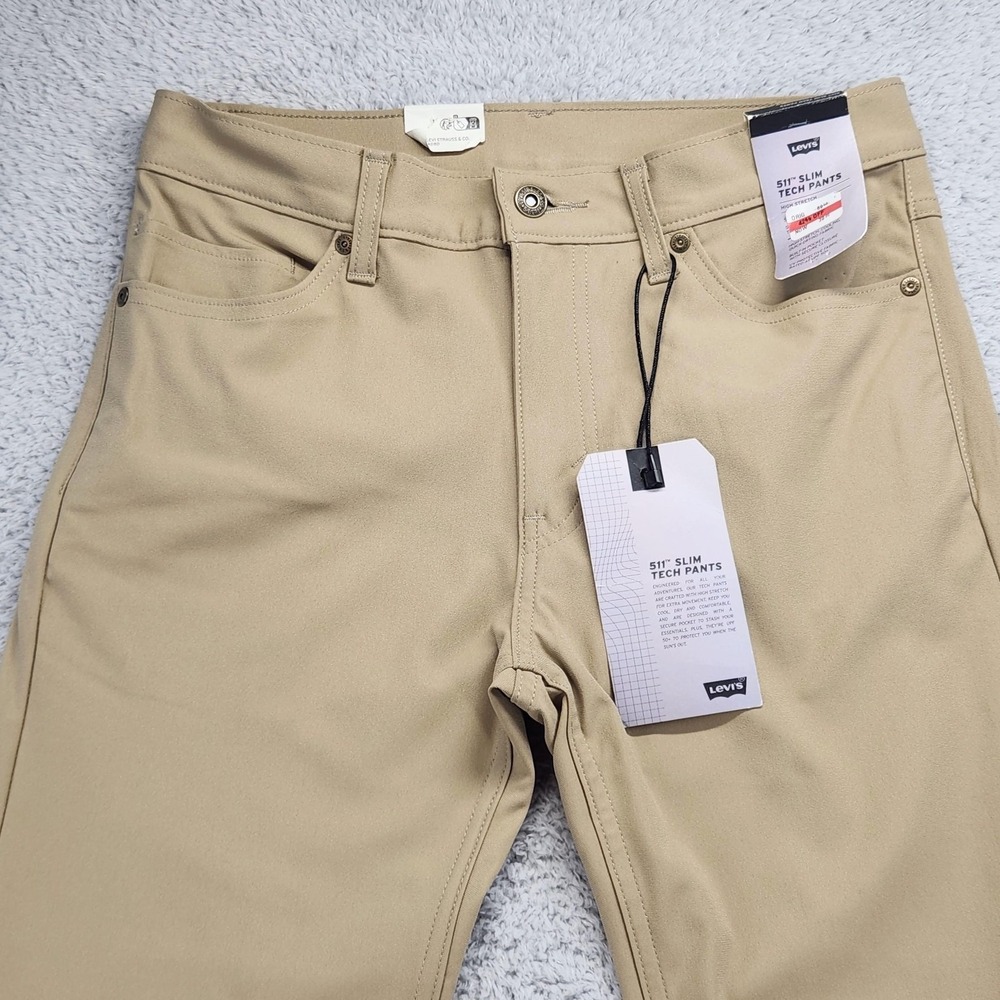 Levi's 511 Slim Tech Pants Mens 30x32 Beige Stretch Quick Dry UPF50 NEW - Picture 5 of 16